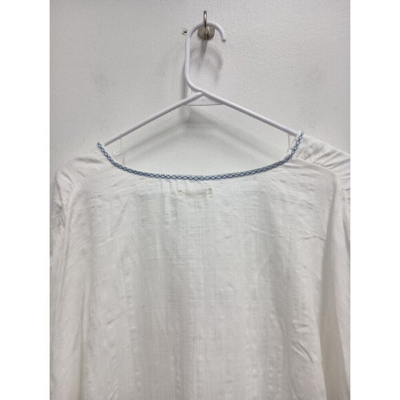 Max Studio Womens BOHO Top Size 1X White Embroidered 3/4 Bell Sleeve Peasant - Picture 9 of 9